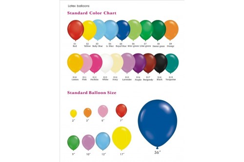  Balloon Color Chart (Contact us for more details)